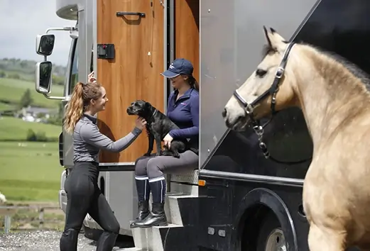two ladies near a horsebox