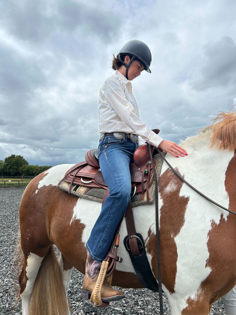 Ariat western outfit worn during western riding lesson