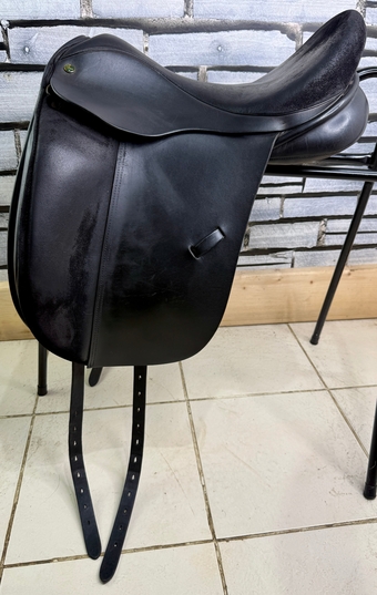 17 1/2” Wide Ideal Suzannah Dressage Saddle - Black - Suede Seat & Knees