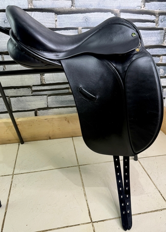 17 1/2” MW-Wide Ideal Jessica Dressage Saddle - Black - Flocked